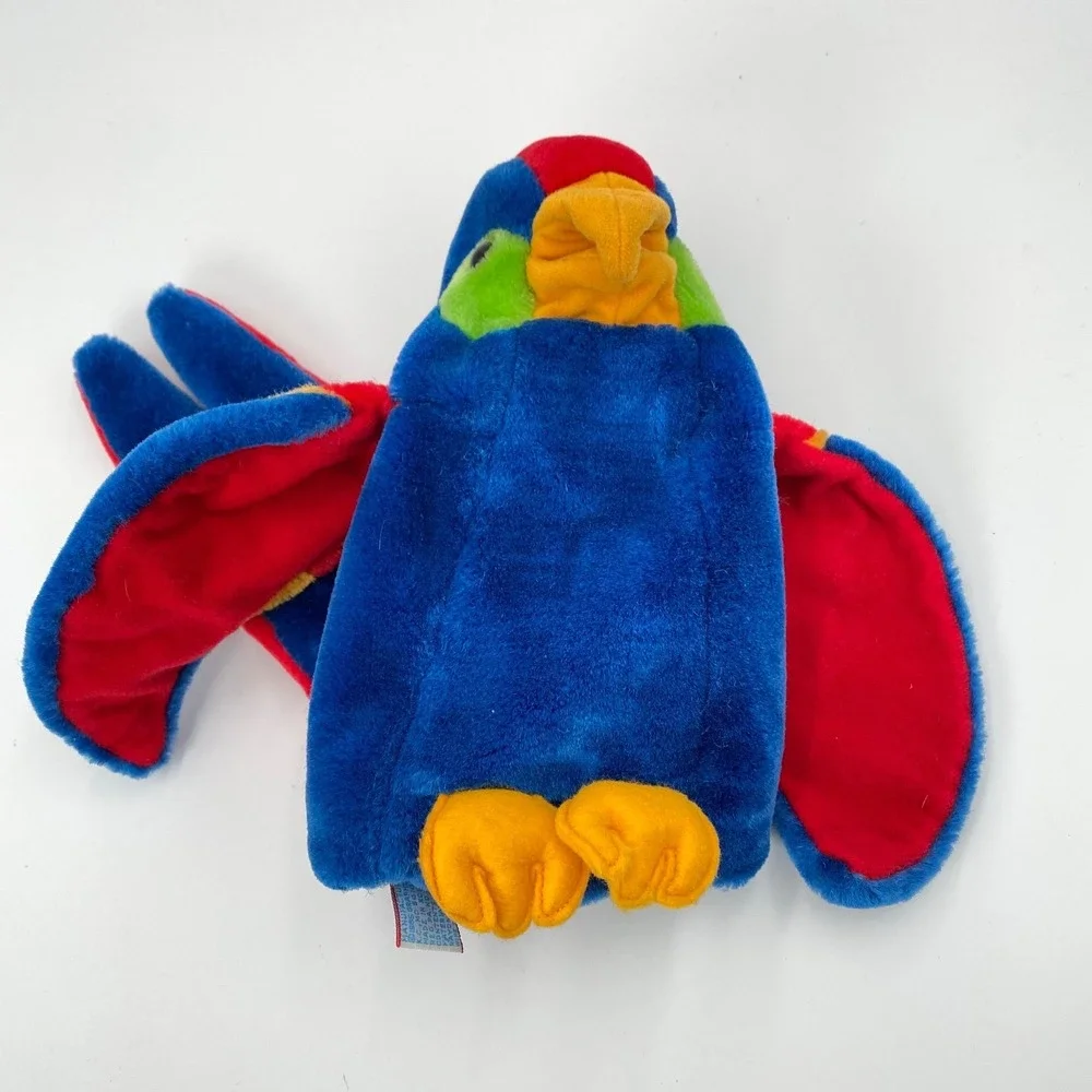 Vintage Heartline Parrot Hand Puppet Plush‎ 1986 Korea Bird Blue Kids Toy